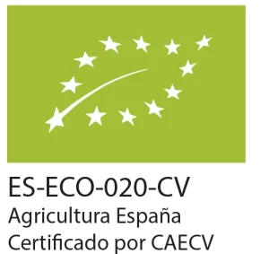 Logotipo ecológico de la Unión Europea ES-ECO-020-CV, Agricultura España, certificado por CAECV